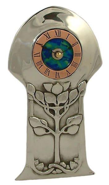 Archibald Knox Clock 14 in British pewter with Celtic design accents
