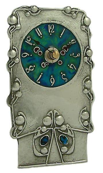 Archibald Knox Clock 15 in British pewter with Celtic design accents