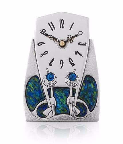 Handcrafted British pewter Art Nouveau clock by My Store, featuring intricate designs and a classic vintage style.
