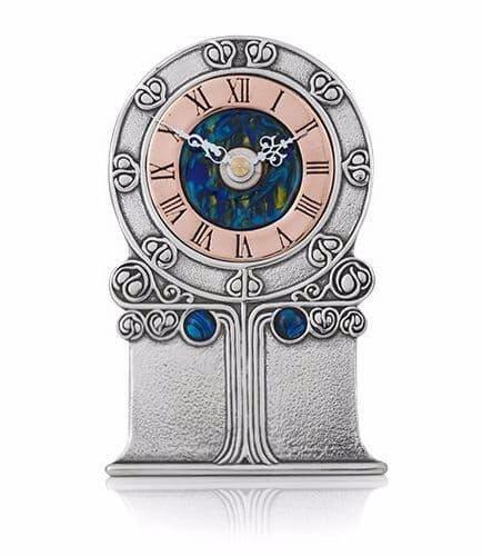 Archibald Knox Clock 44 in British pewter with Celtic design accents