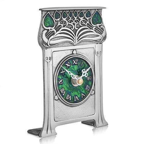 Archibald Knox Clock 47 in British pewter with Celtic design and intricate detailing