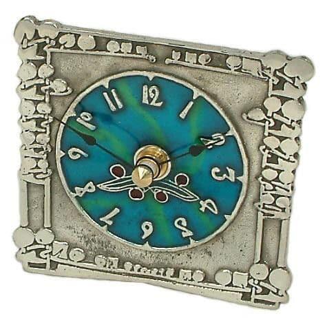 Archibald Knox Clock 7 in British pewter with Celtic design and Arts and Crafts style