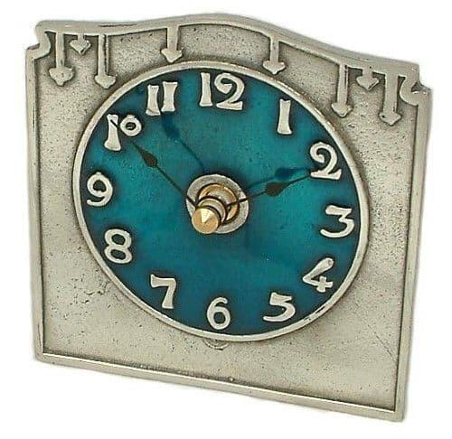 Archibald Knox Clock 8 in British pewter with Celtic design accents