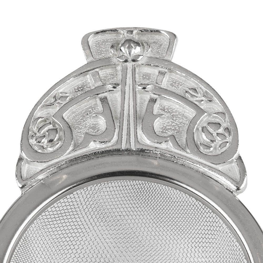 Art Nouveau tea strainer in British pewter with elegant floral design by My Store