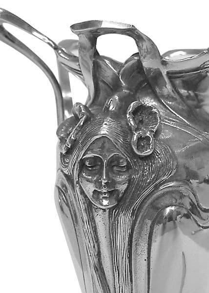 Art Nouveau vase with intricate floral patterns in green and gold by My Store