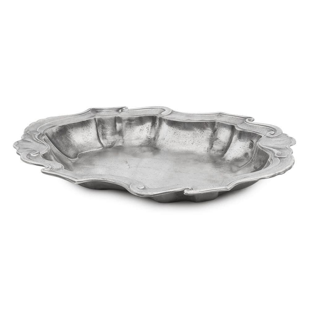 Elegant 16-inch Bavarian Wave Edge tray in white ceramic, perfect for entertaining and serving