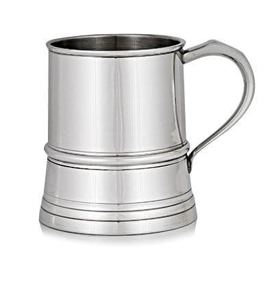 Handcrafted pewter tankard with beaded design, available in 1 pint and 1/2 pint sizes by My Store