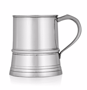 Handcrafted pewter tankard with beaded design, available in 1 Pint and 1/2 Pint sizes by My Store