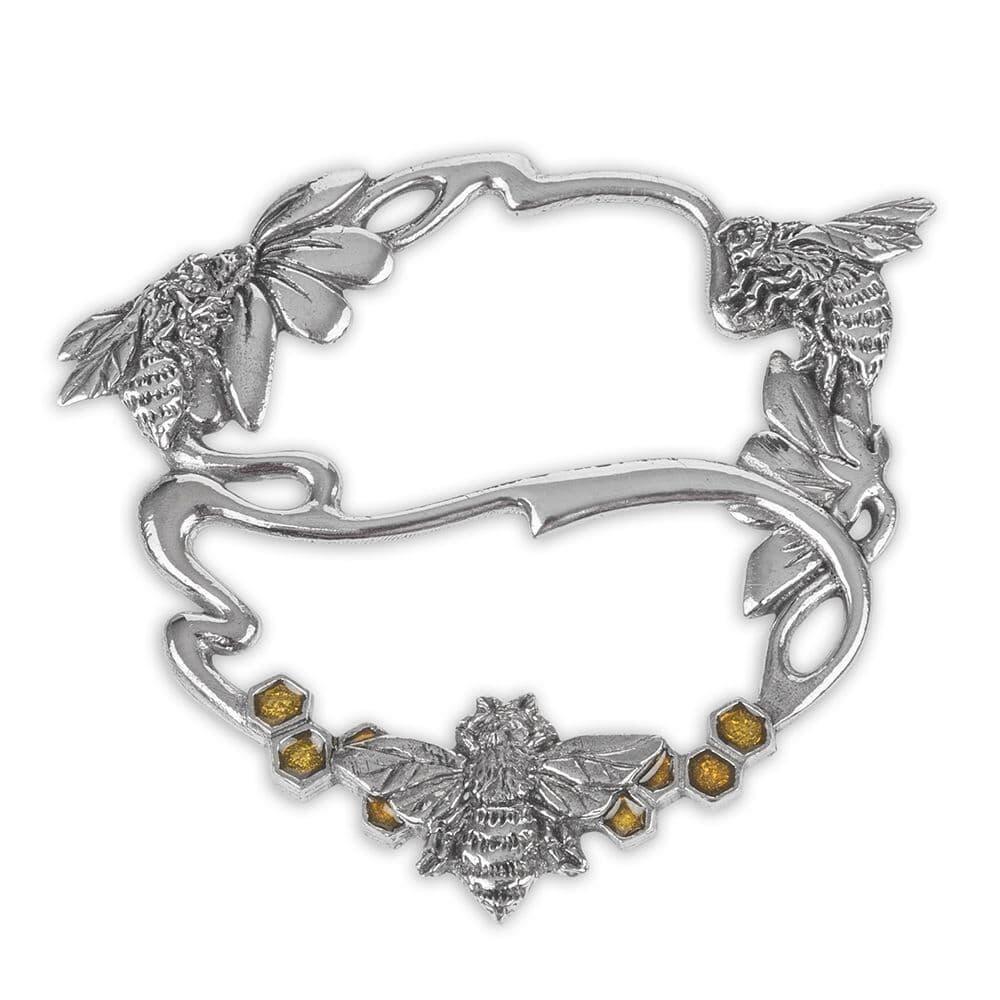 Pewter Beehive Scarf Ring - Bee Design Scarf Accessory