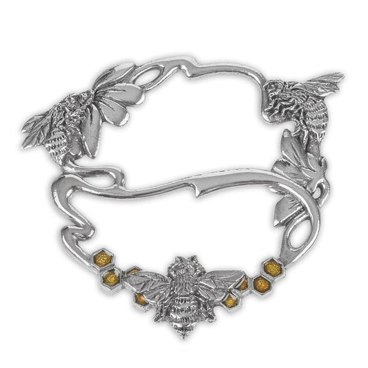 Pewter Beehive Scarf Ring - Bee Design Scarf Accessory