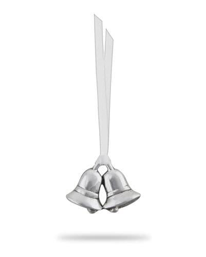 Handcrafted British pewter bells with ribbon and pouch, perfect for wedding gifts from My Store.
