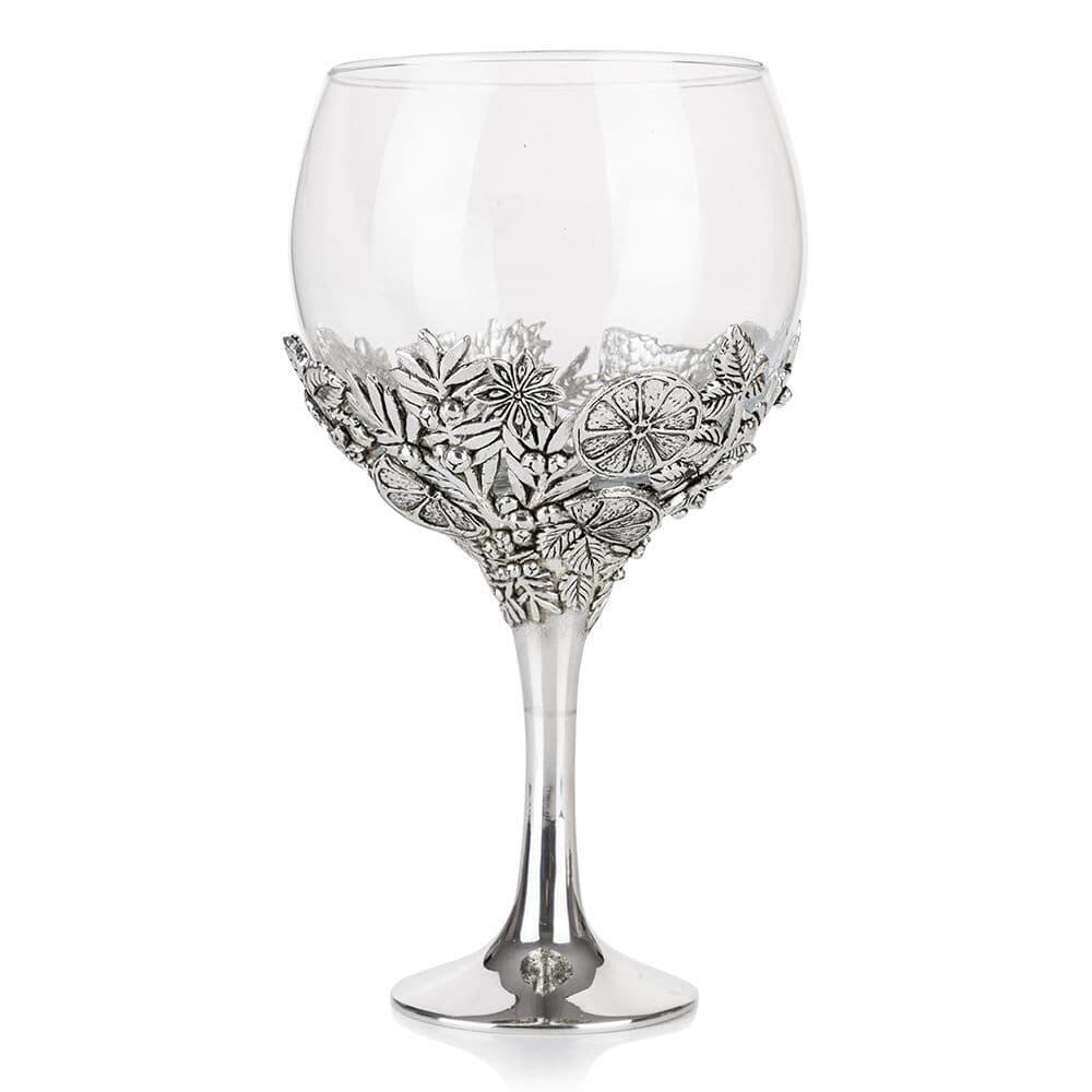 Clear balloon gin glass with botanical design, perfect for cocktails and entertaining by My Store