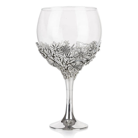 Clear balloon gin glass with botanical design, perfect for cocktails and entertaining by My Store