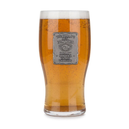 Pewter Pint Glass Engraved 'World's Best' for Dad, Brother, or Son