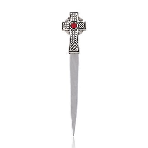 Celtic cross letter opener with stone accent, boxed gift by My Store, ideal for desk accessories.
