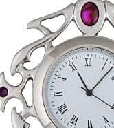 Celtic Gothic clock with abalone inlay, British made, featuring intricate design and bedside style by My Store.