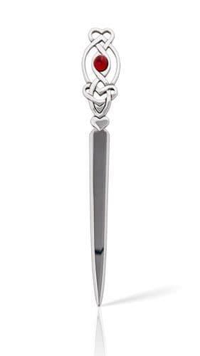 Celtic heart-shaped letter opener in polished metal by My Store, ideal for desk accessories and executive gifts.