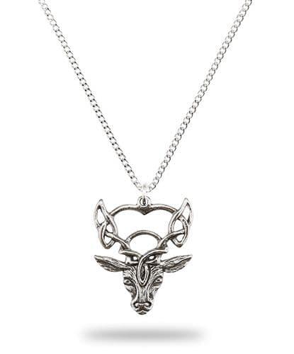 Handmade Celtic Highland Stag pendant in silver, featuring intricate detailing, by My Store.