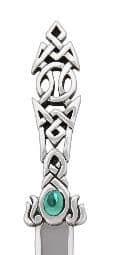 Celtic knot letter opener with stone detail, British made by My Store, elegant desk accessory.