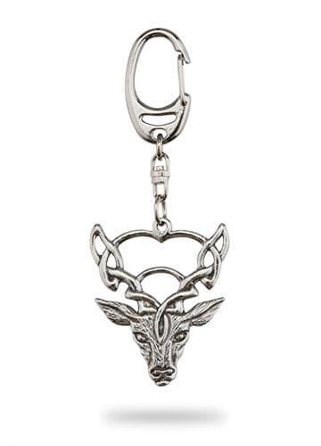 Celtic stag keyring in British pewter, featuring intricate wildlife design by My Store.