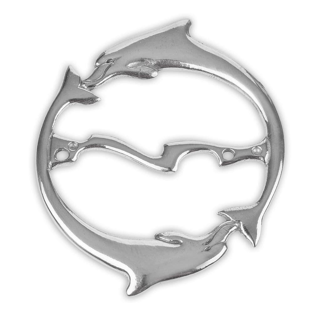 Handcrafted pewter dolphin scarf ring, a unique coastal accessory by My Store, ideal for beach lovers.