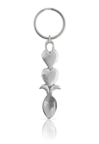 Carved wood double heart lovespoon keyring by My Store, 3 1/2 inches, perfect for cultural gifts and affordable keepsakes.