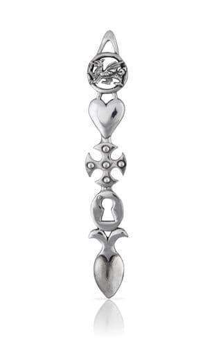 6-inch My Store lovespoon featuring a dragon, heart, cross, and lock design, perfect for anniversaries.