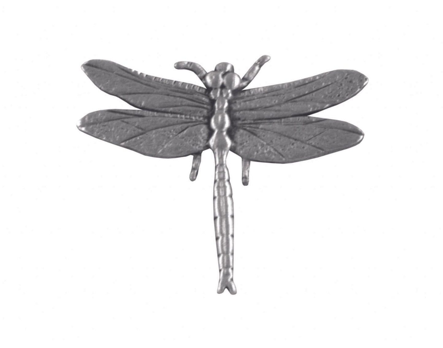 Detailed pewter lapel pin featuring dragonfly with intricate wing vein patterns