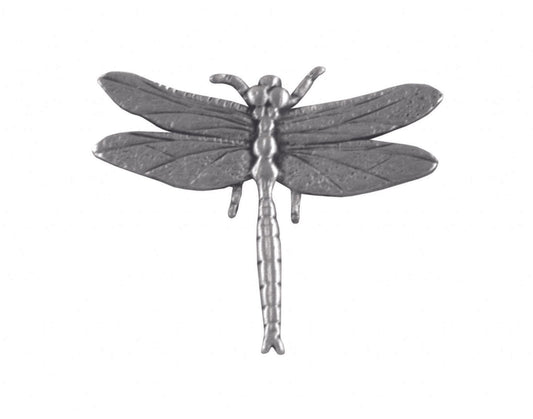 Detailed pewter lapel pin featuring dragonfly with intricate wing vein patterns