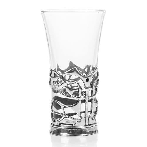 Enamelled dot shot glass holder by My Store, featuring colorful dot design and sturdy structure for stylish drinkware.