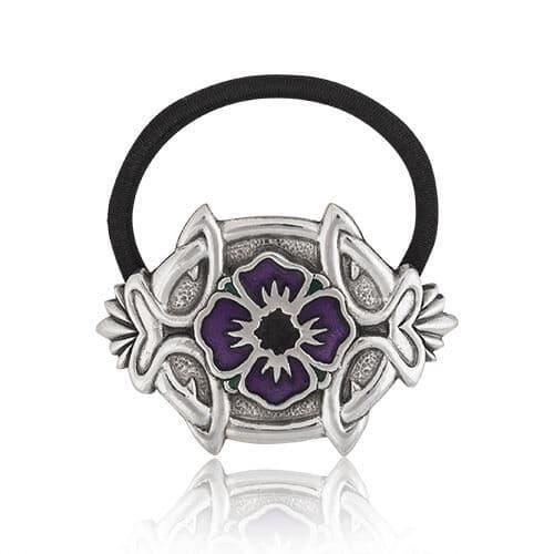 Elegant enamelled pansy hair bobble made from British pewter by My Store