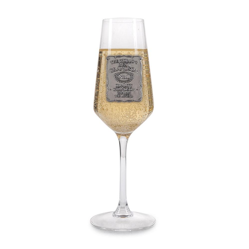 Personalized Champagne Glass Pewter Label Gift - 11 Designs Mom Sister