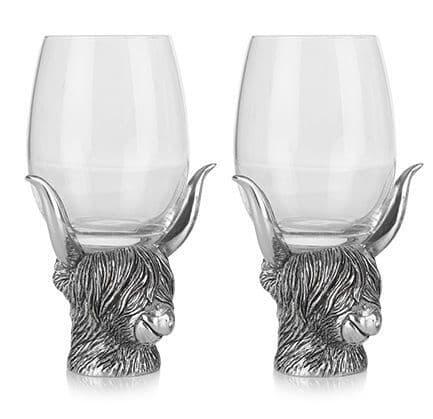 Highland Cow Wine Glass Pair