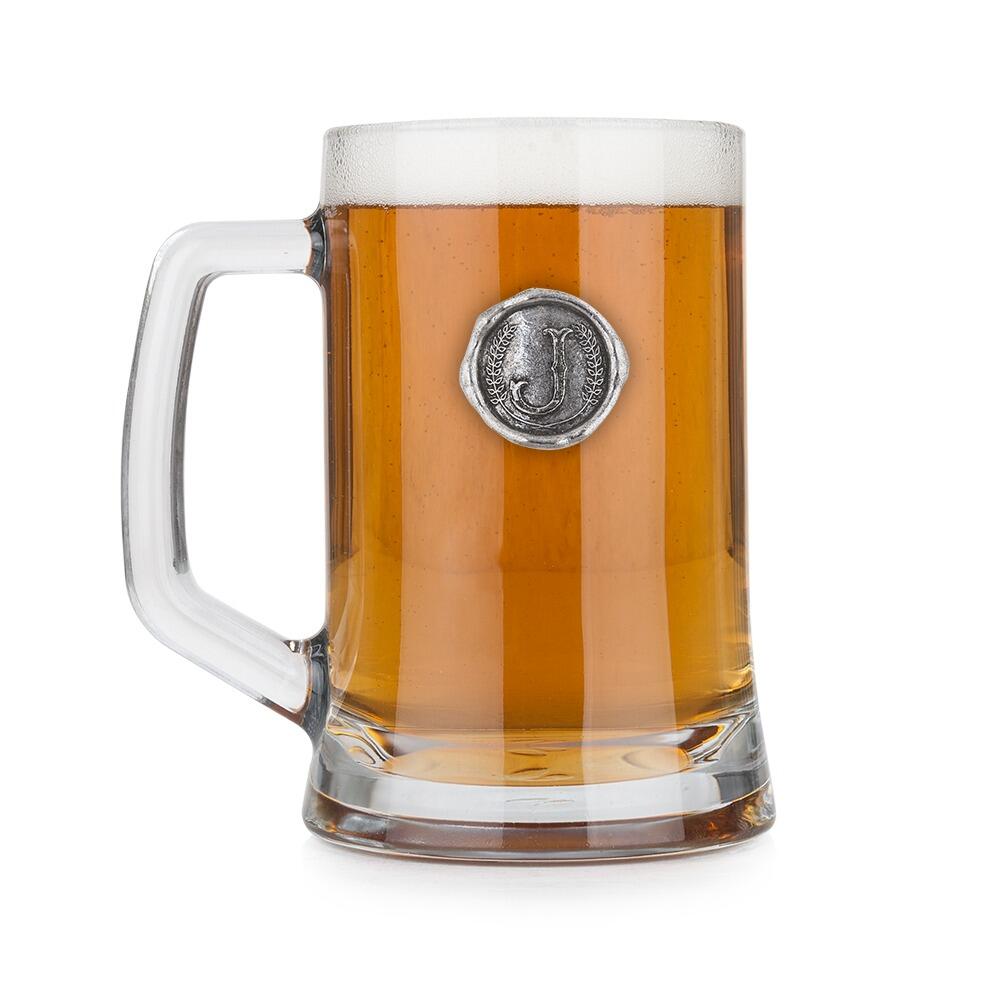 Personalised Pint Glass Tankard with Pewter Initial Monogram Seal
