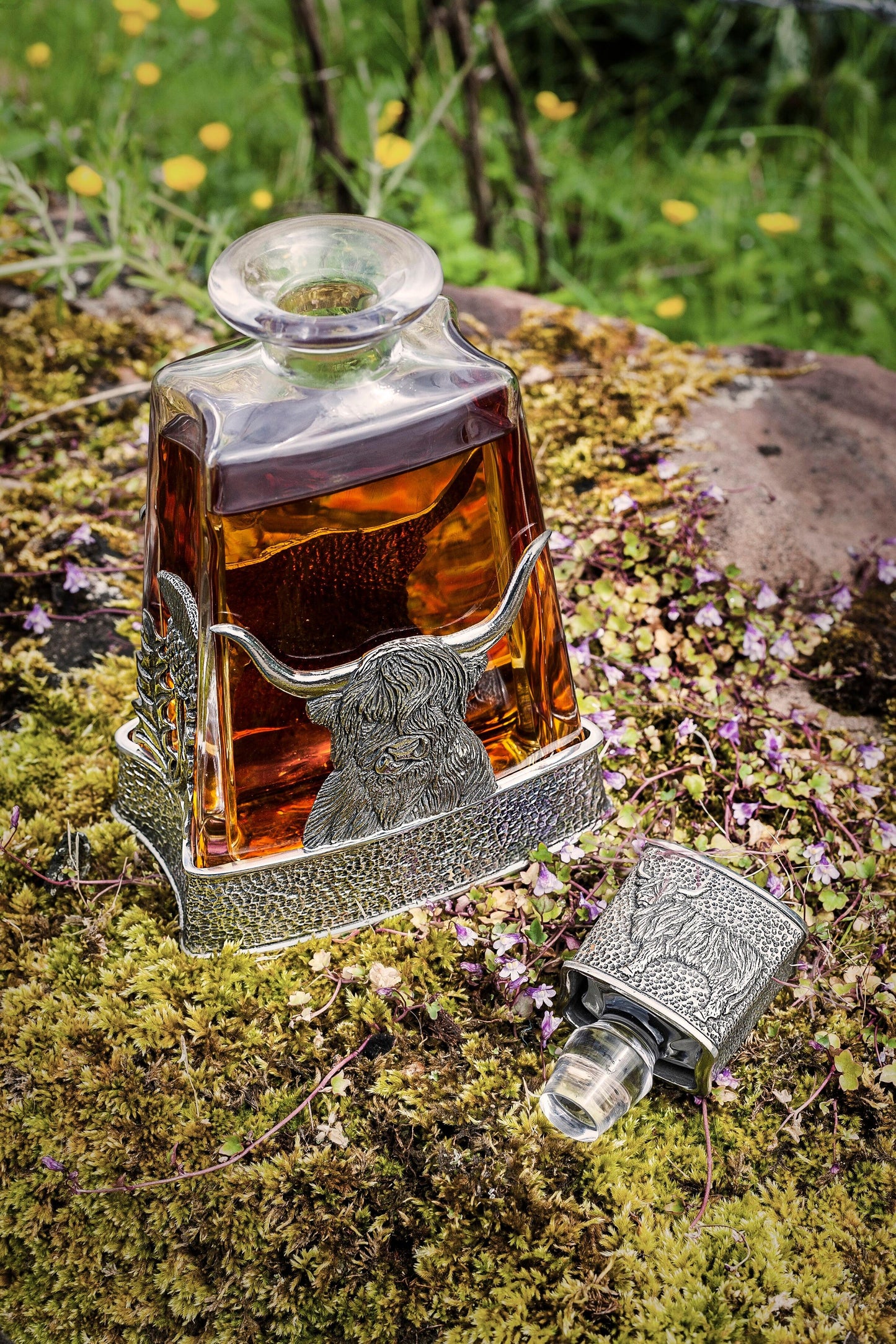 Carafe en Étain et Cristal Vache des Highlands