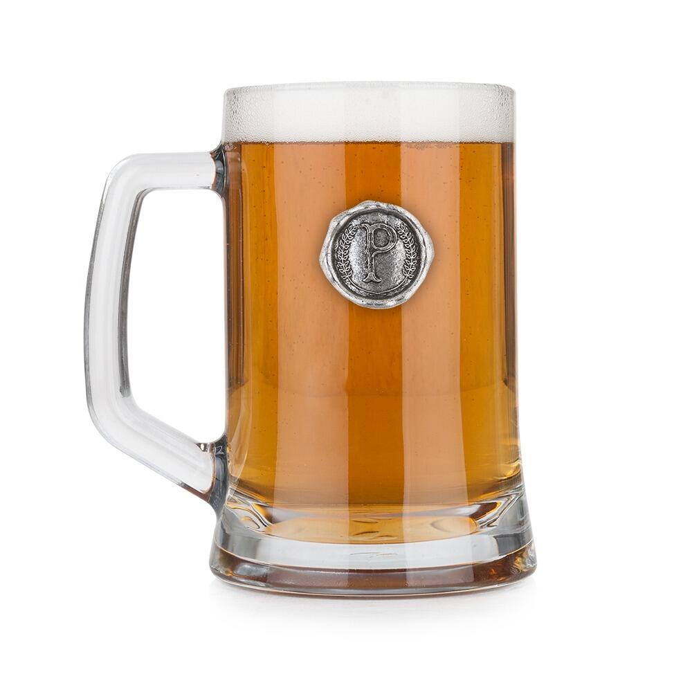 Personalised Pint Glass Tankard with Pewter Initial Monogram Seal