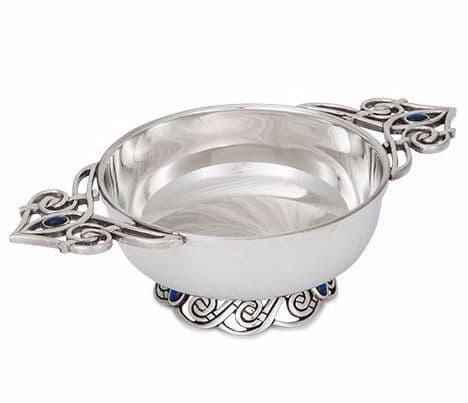 Plain Quaich Bowl with Celtic Blue Stone