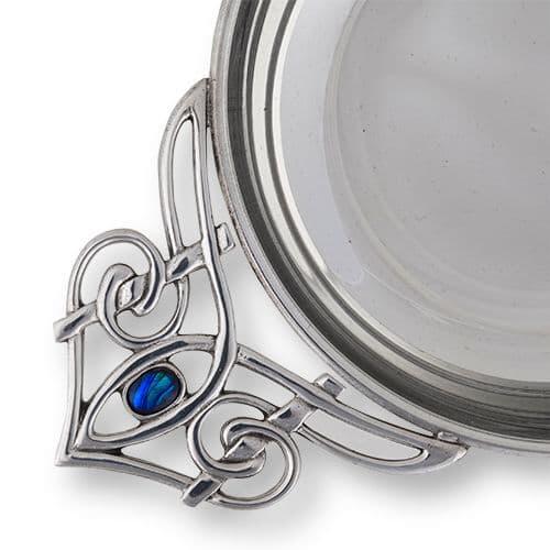 Plain Quaich Bowl with Celtic Blue Stone
