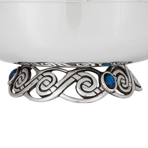 Plain Quaich Bowl with Celtic Blue Stone