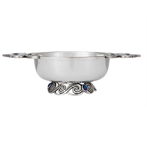 Plain Quaich Bowl with Celtic Blue Stone