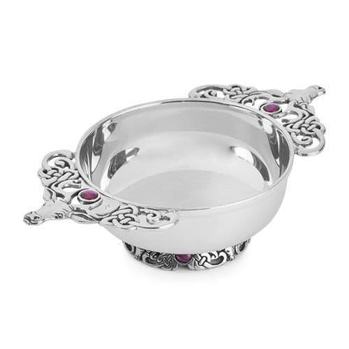 Plain Quaich Bowl with Stag Handle