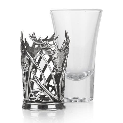 Porte-verre à shot en étain avec cerf