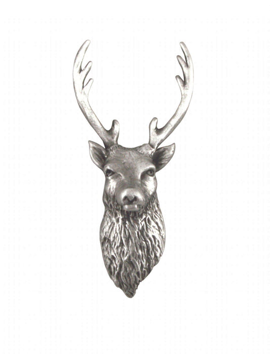Silver deer head wall decor with detailed antlers and textured fur.
