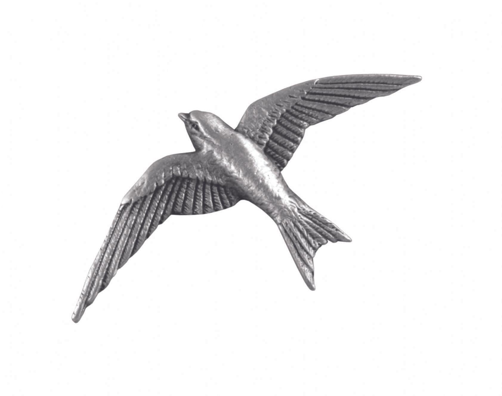 Silver metal bird wall decor with detailed wings and a sleek design.