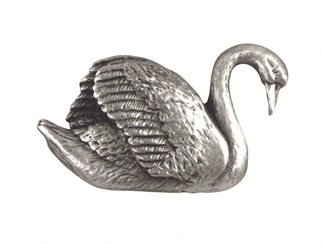 Silver British Pewter Swan Lapel Pin with butterfly clasp