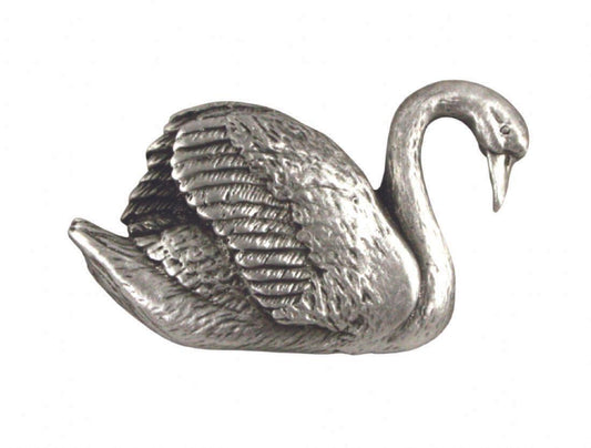 Silver British Pewter Swan Lapel Pin with butterfly clasp