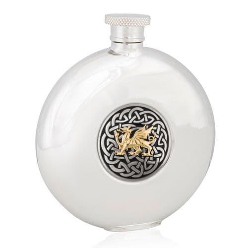 Two Tone Celtic Dragon Round Flask