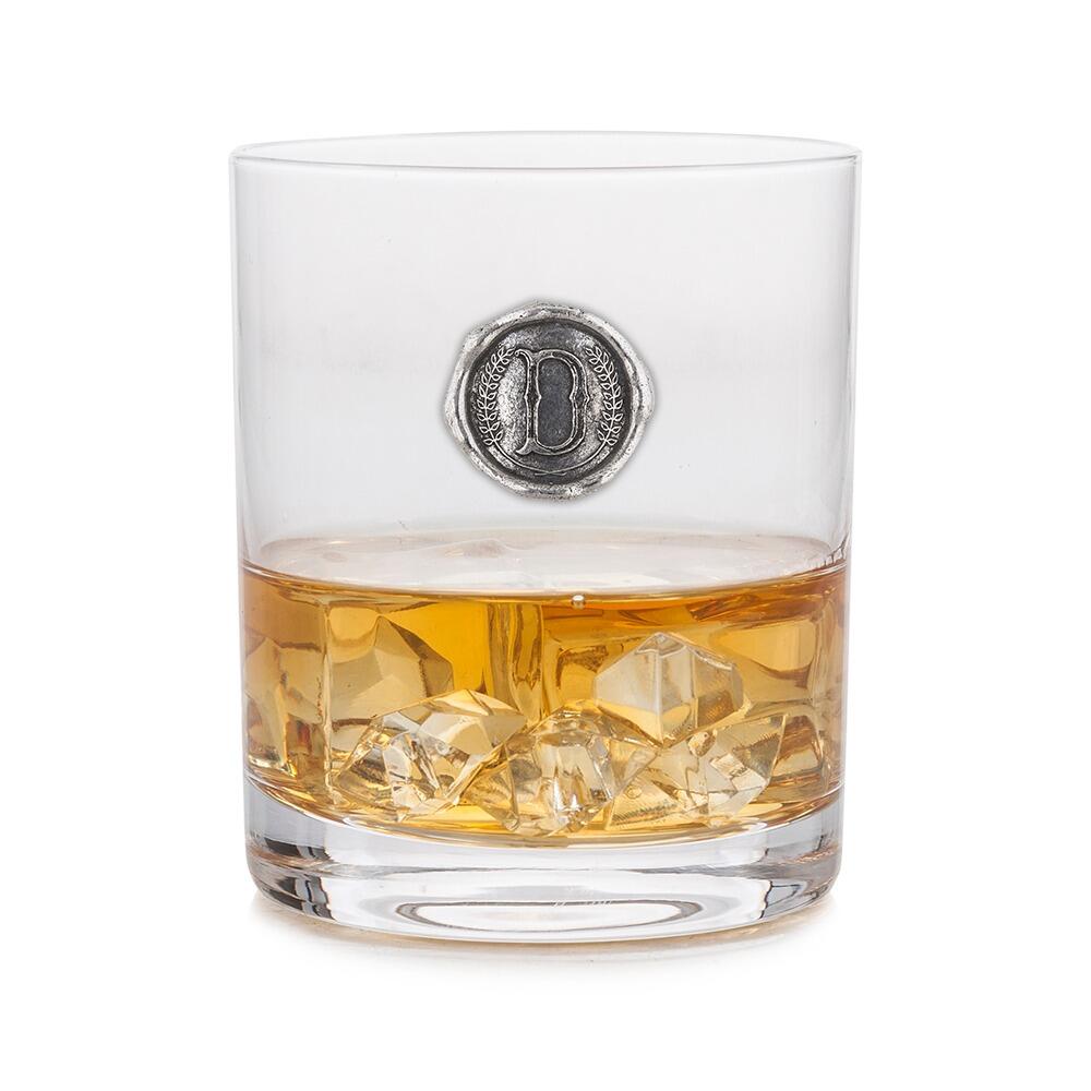 Personalised Whisky Glass with Pewter Initial Monogram Seal