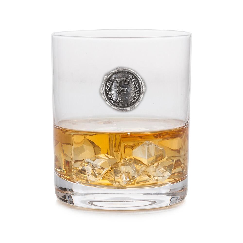 Personalised Whisky Glass with Pewter Initial Monogram Seal