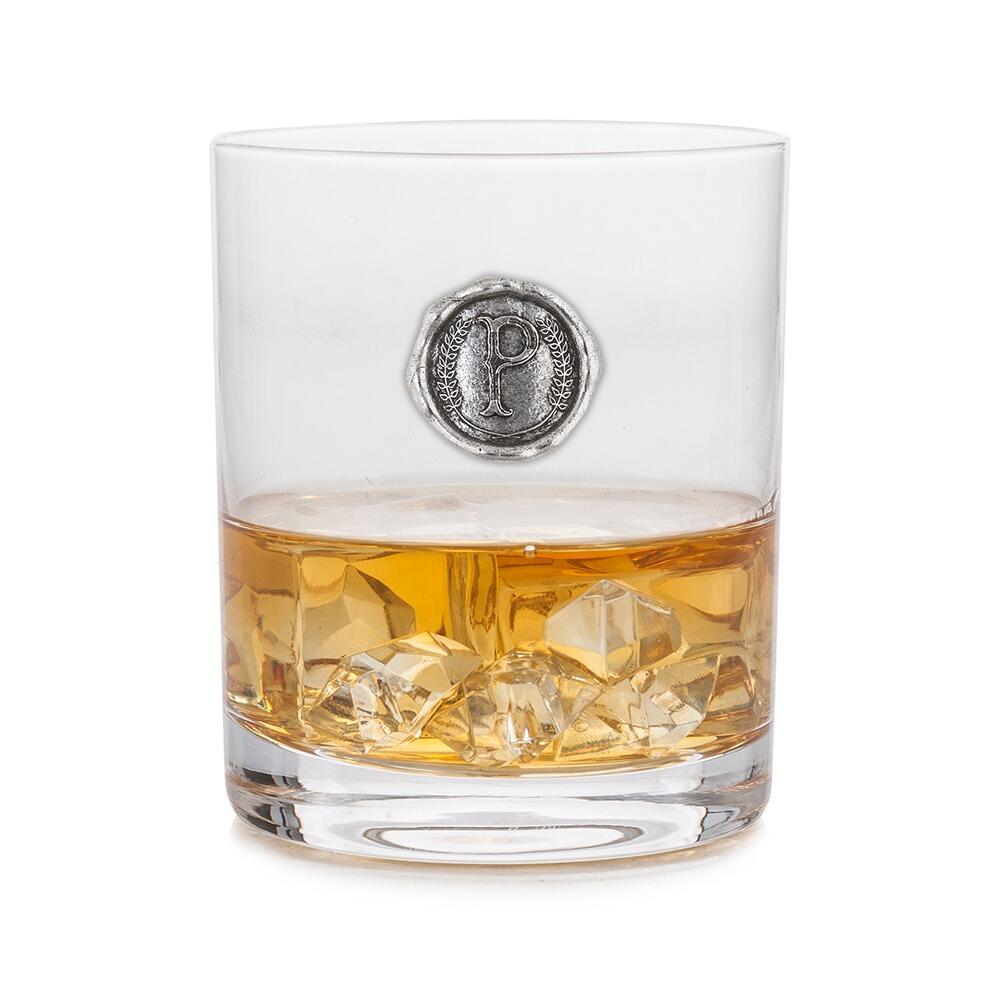 Personalised Whisky Glass with Pewter Initial Monogram Seal